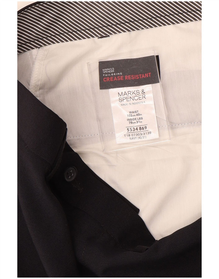 Marks & Spencer muške hlače ravnog odijela W40 L31 tamnoplavi poliester