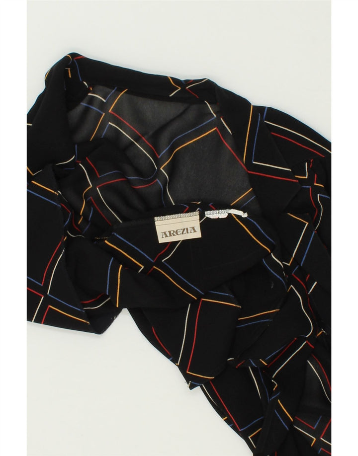 VINTAGE Womens Short Sleeve Cardigan Top UK 14 Medium Black Check Vintage Vintage and Second-Hand Vintage from Messina Hembry 