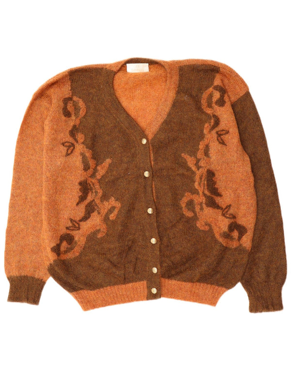 VINTAGE ženski kardigan džemper UK 18 XL Moher narančaste boje