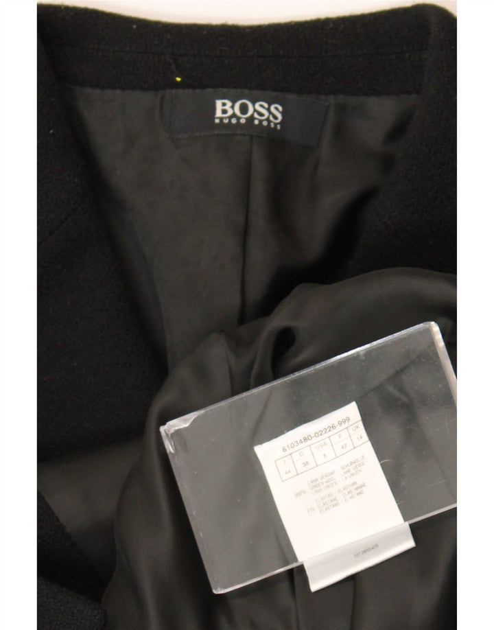 Hugo Boss Ženska jakna s 3 gumba UK 14 Srednja crna djevičanska vuna