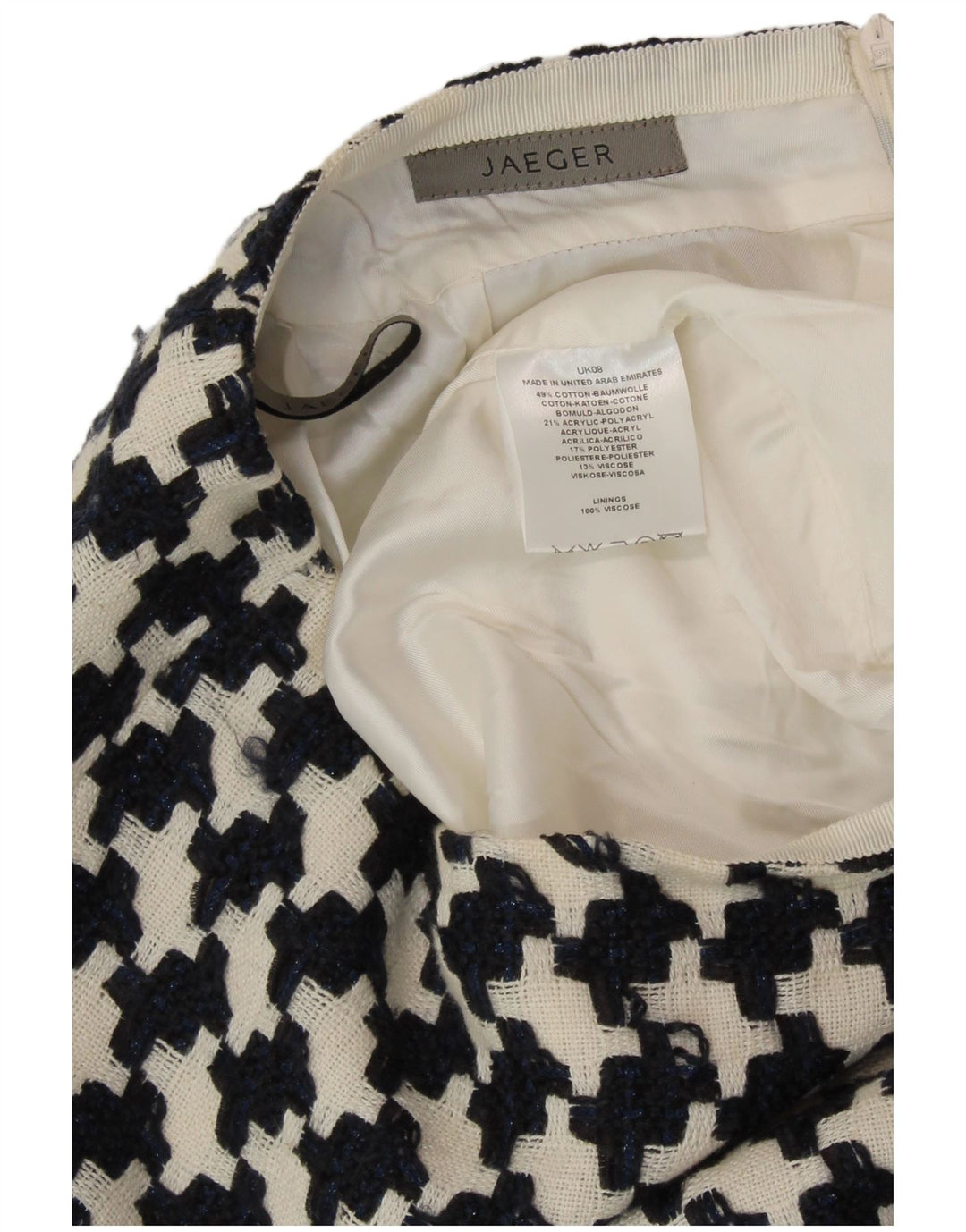 JAEGER Ženska pencil suknja UK 8 Mala W27 crni pamuk u obliku ptičje zube