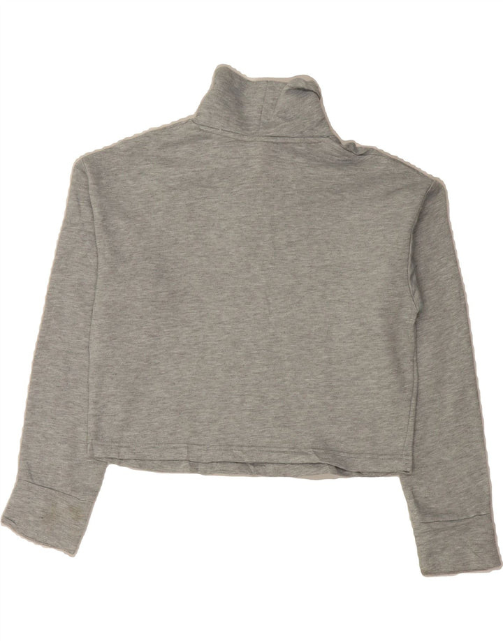NEW BALANCE Womens Crop Sweatshirt Jumper UK 14 Medium Grey Polyester Vintage New Balance and Second-Hand New Balance from Messina Hembry 