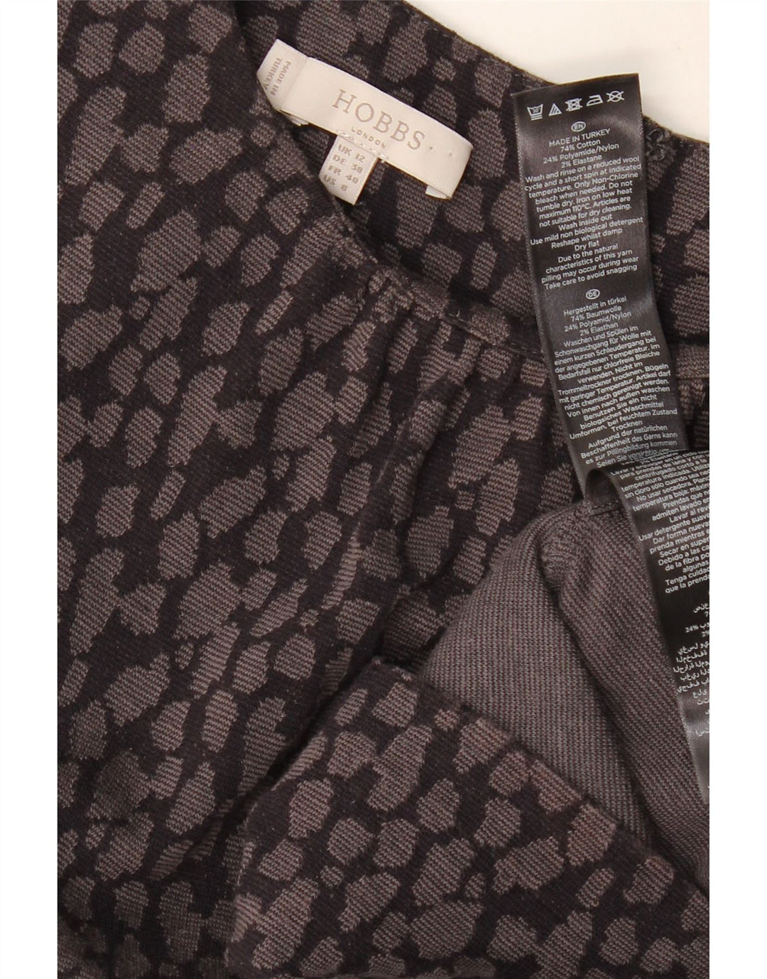 HOBBS ženska haljina uz kroj UK 12 Pamuk srednje sive točke