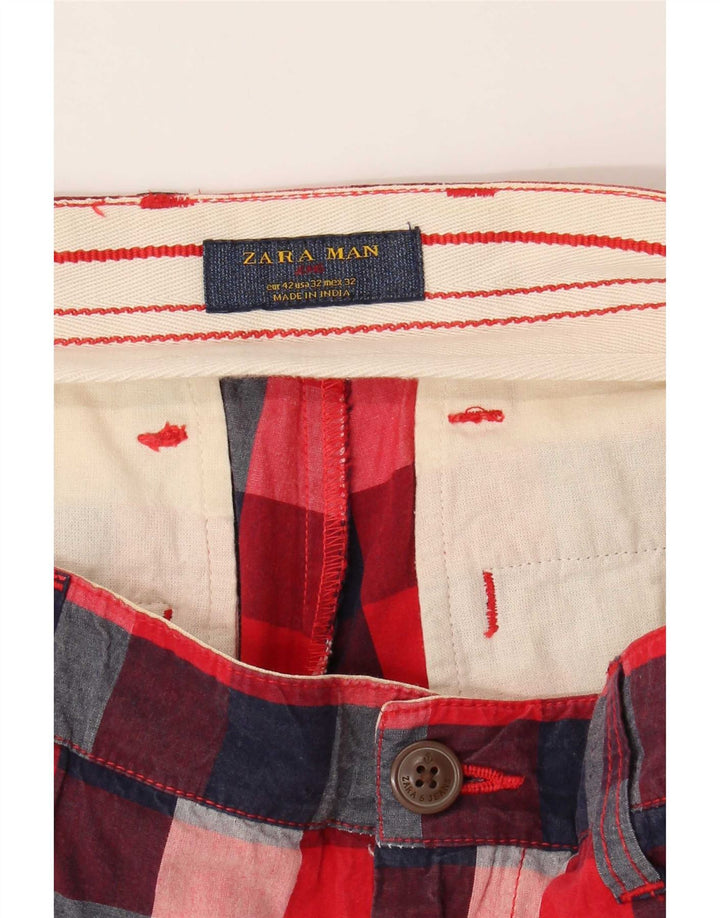 Zara muške chino kratke hlače EU 42 Large W32 Red Gingham