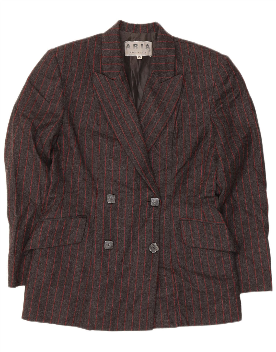 Aria Ženski dvodijelni komplet s dvostrukim kopčanjem UK 14 Srednji W26 Siva prugasta vuna