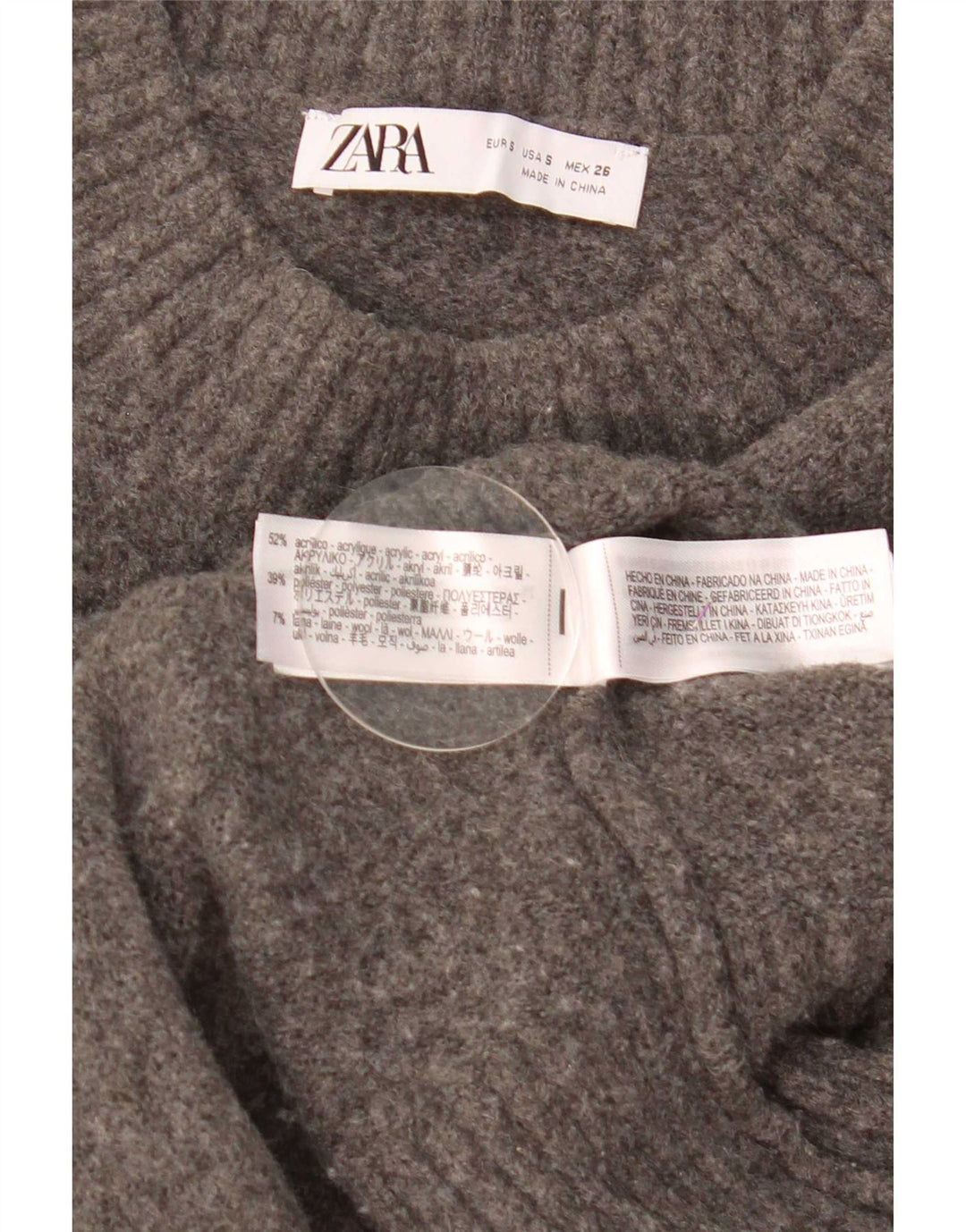 Zara ženski kratki pulover s okruglim izrezom UK 10 Small Gray