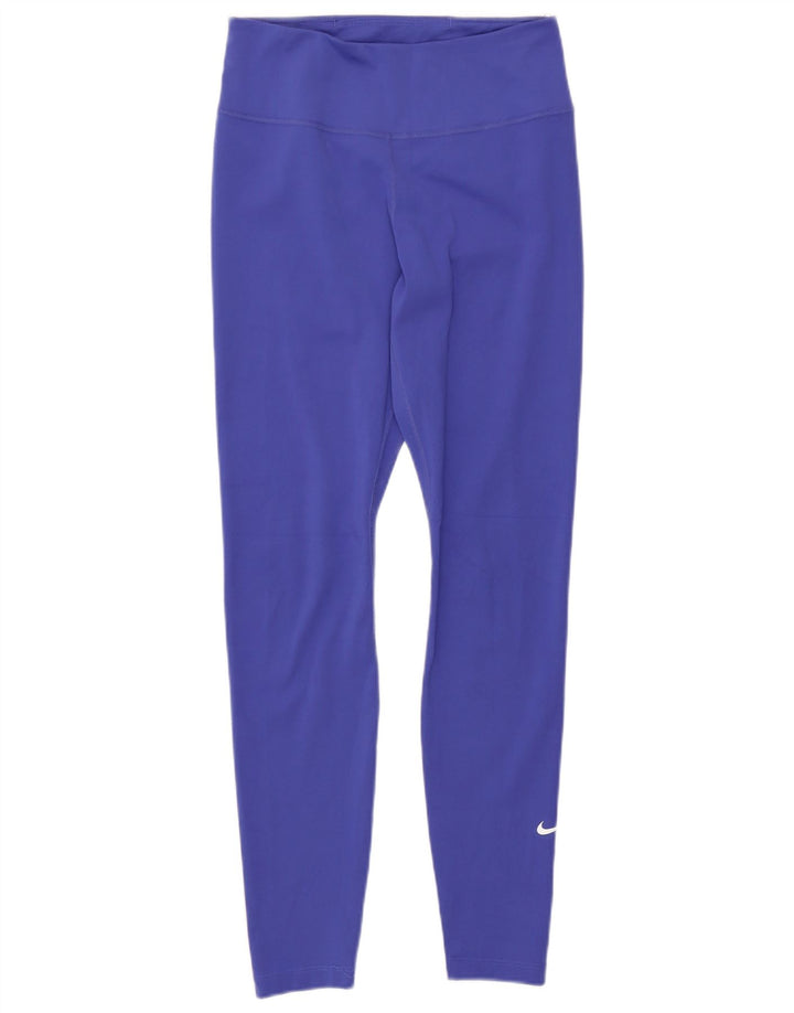 Nike Ženske Dri Fit Leggings UK 8 Small Blue Polyester