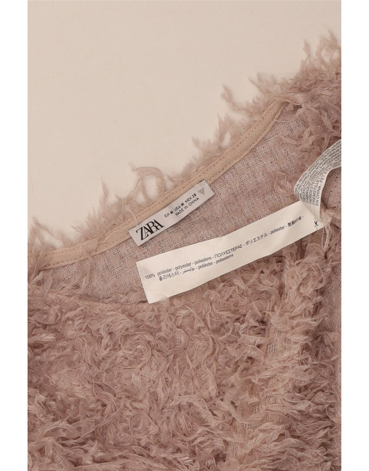 Zara ženski džemper s kratkim izrezom UK 12 Srednje ružičasti poliester