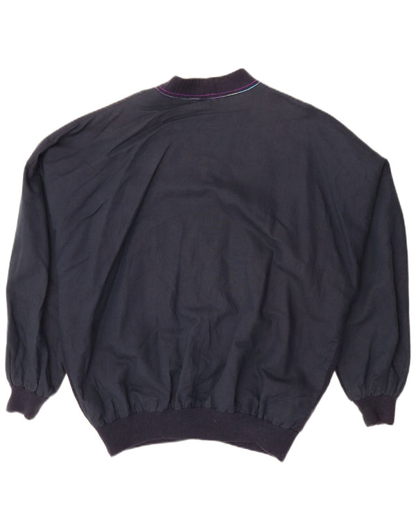 Vintage muška bomber jakna IT 50 Large tamnoplavi geometrijski pamuk