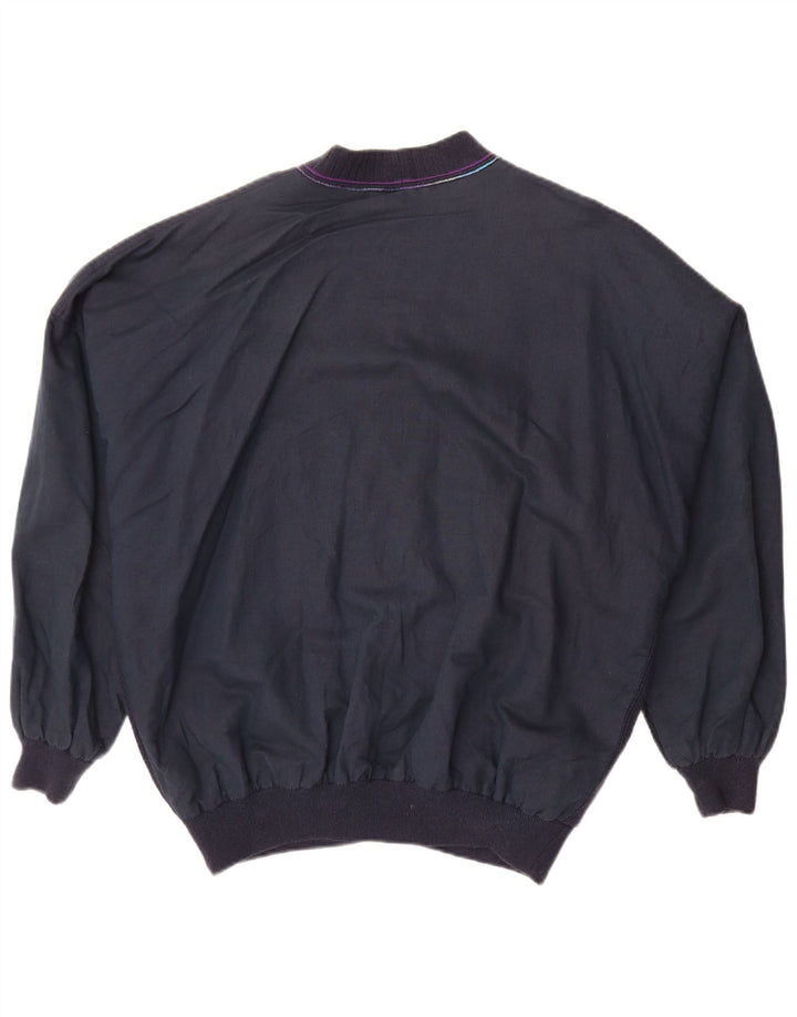 Vintage muška bomber jakna IT 50 Large tamnoplavi geometrijski pamuk