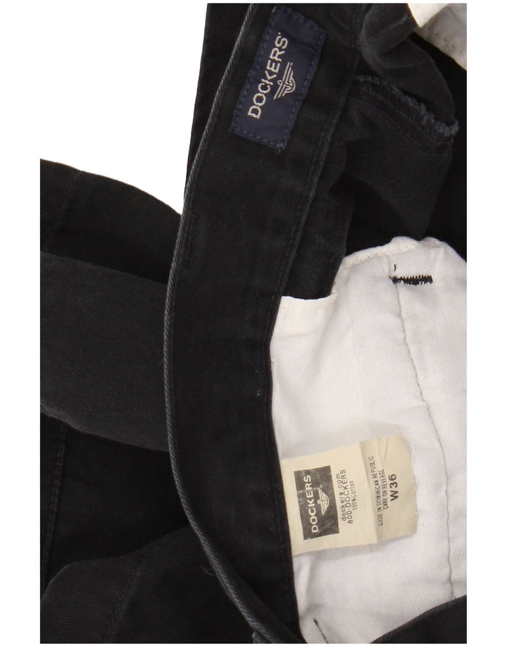 DOCKERS Muške chino kratke hlače s štipaljkama W36 Veliki crni pamuk