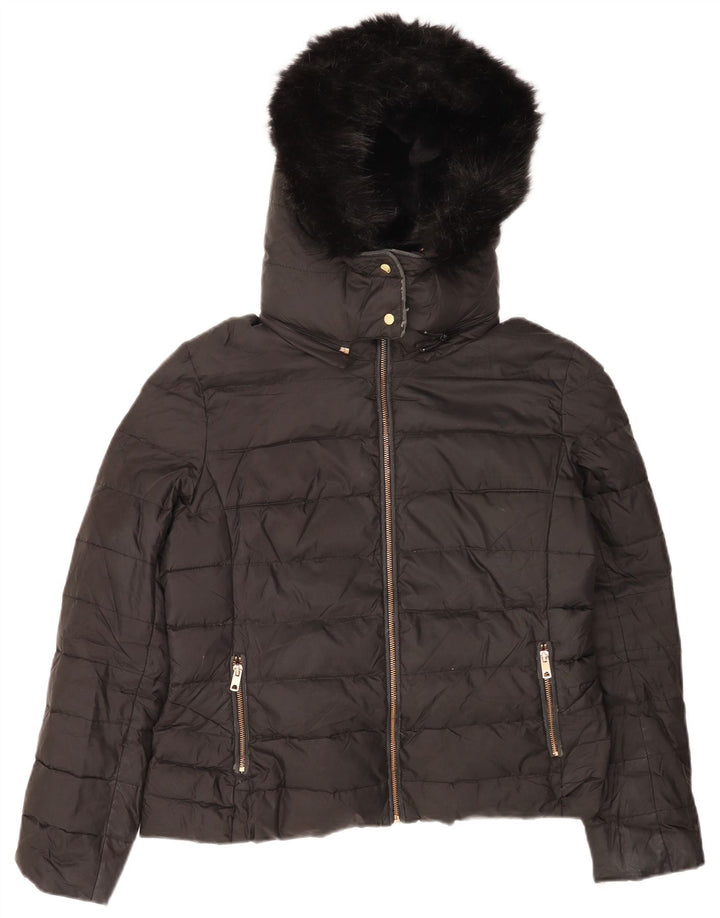 Zara ženska podstavljena jakna s kapuljačom UK 18 XL crni poliester