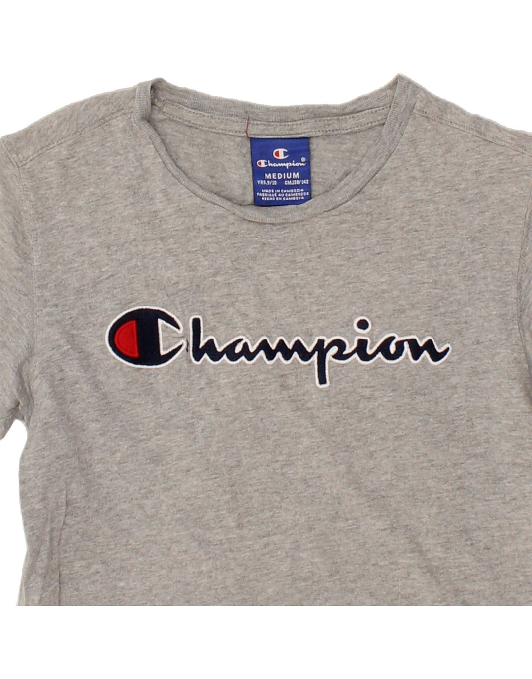 CHAMPION Boys Graphic T-Shirt Top 9-10 Years Medium  Grey Cotton Vintage Champion and Second-Hand Champion from Messina Hembry 