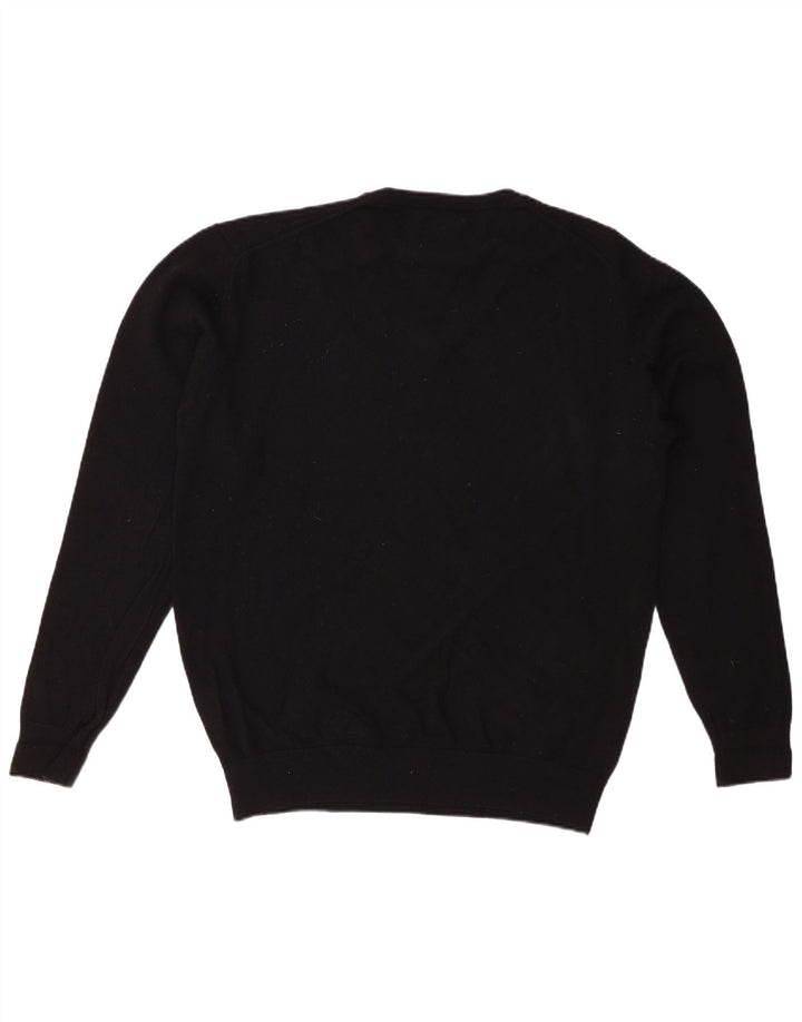 MARLBORO CLASSICS Mens V-Neck Jumper Sweater XL Black Wool