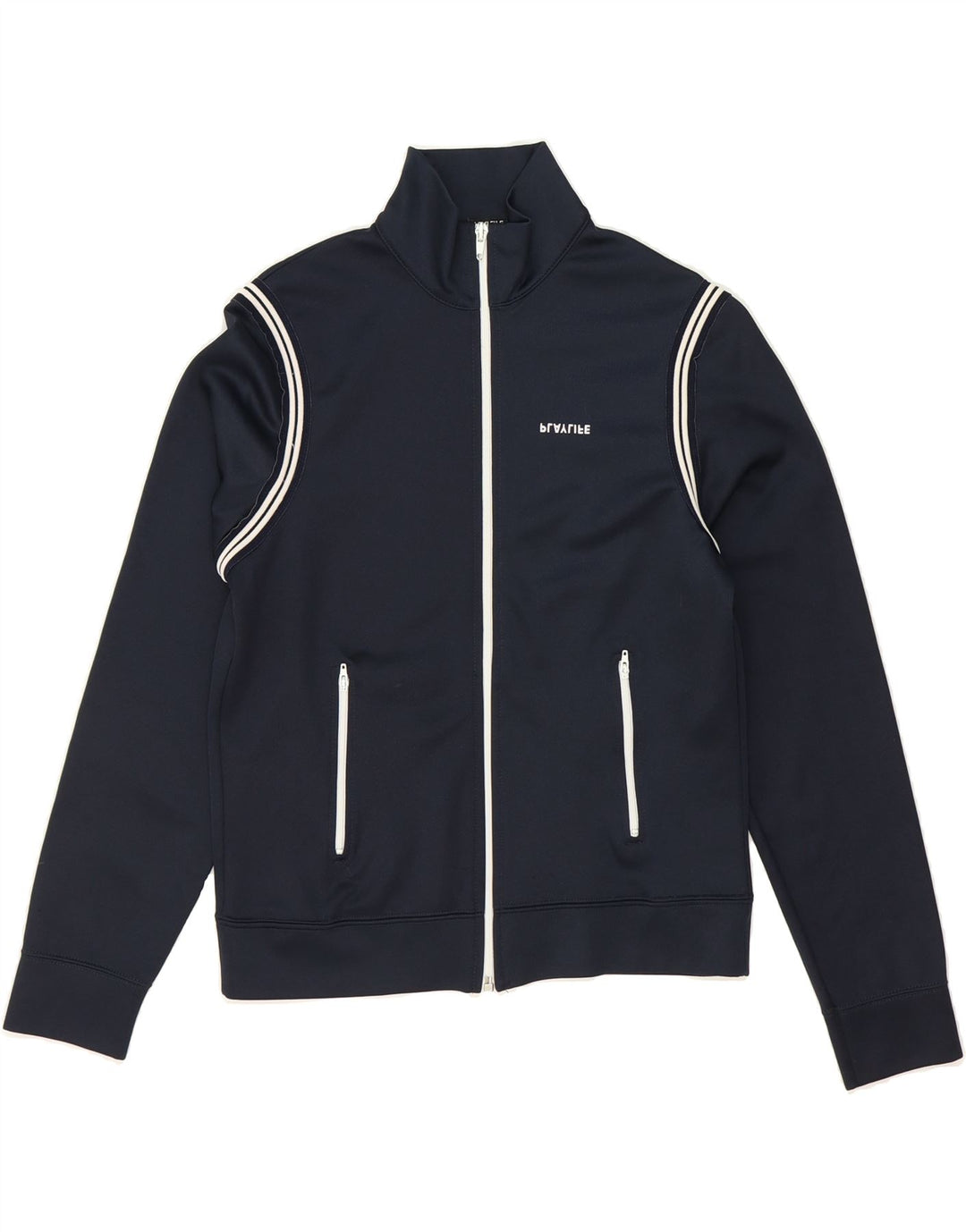 PLAYLIFE Womens Tracksuit Top Jacket UK 12 Medium Navy Blue Polyester Vintage Playlife and Second-Hand Playlife from Messina Hembry 