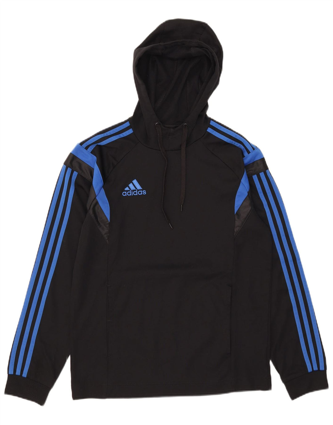 Adidas muška majica s kapuljačom, mali crni poliester u boji