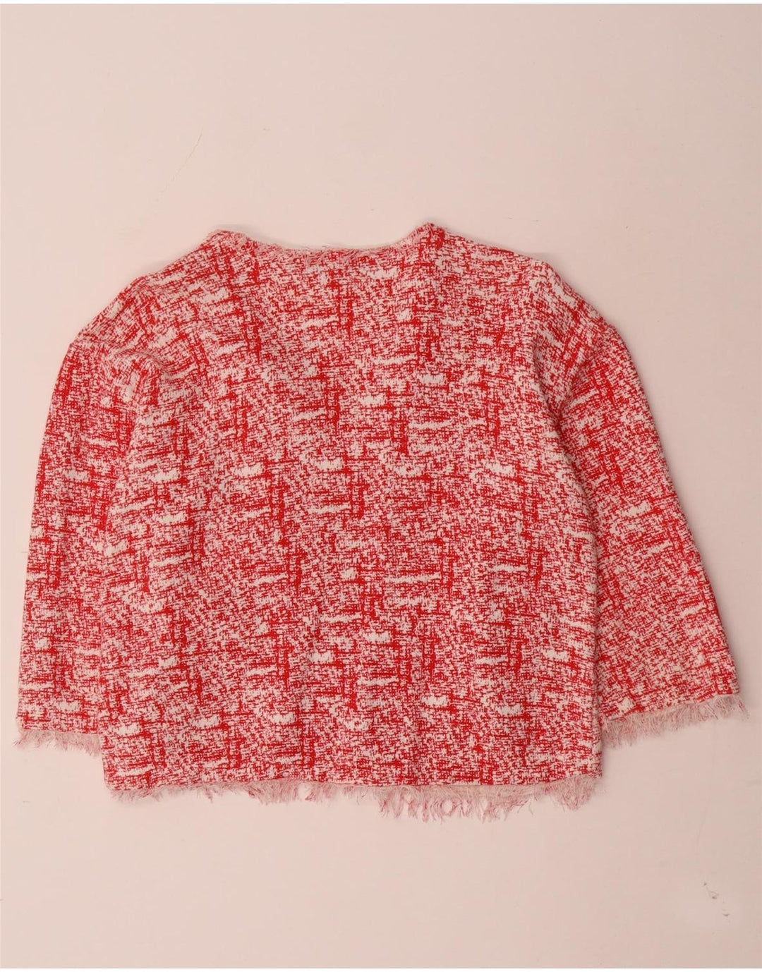 Zara ženski otvoreni kardigan pulover s 3/4 rukava UK 14 srednje crvene fleke