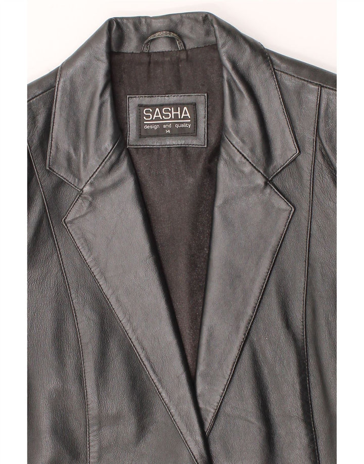 SASHA Womens Leather Jacket UK 14 Large  Black Leather Vintage Sasha and Second-Hand Sasha from Messina Hembry 