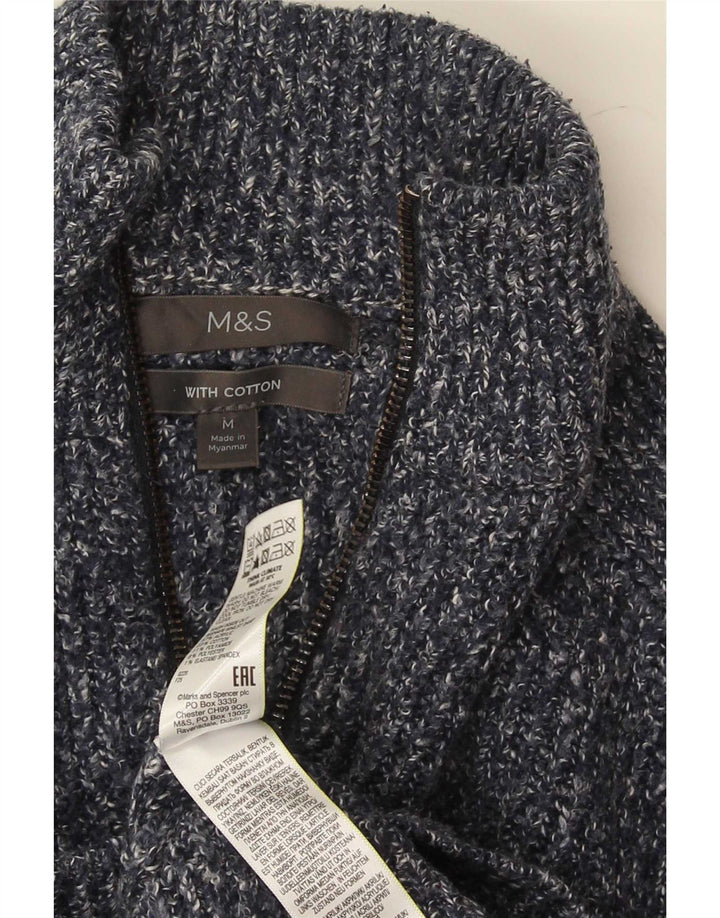 Marks & Spencer muški džemper s izrezom i srednje plavim akrilom