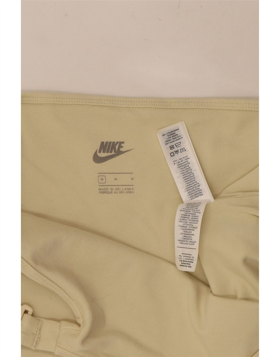 NIKE Womens Crop One Shoulder Top UK 12 Medium Beige Cotton Vintage Nike and Second-Hand Nike from Messina Hembry 