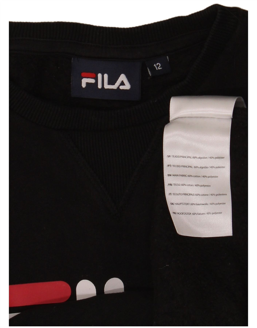 Fila Boys Graphic Sweatshirt Džemper 11-12 godina crni pamuk