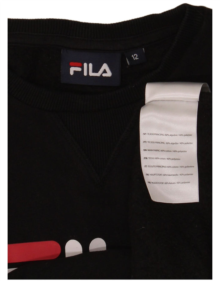 Fila Boys Graphic Sweatshirt Džemper 11-12 godina crni pamuk