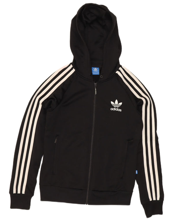 Adidas ženski pulover s kapuljačom s patentnim zatvaračem UK 8 mali crni poliester