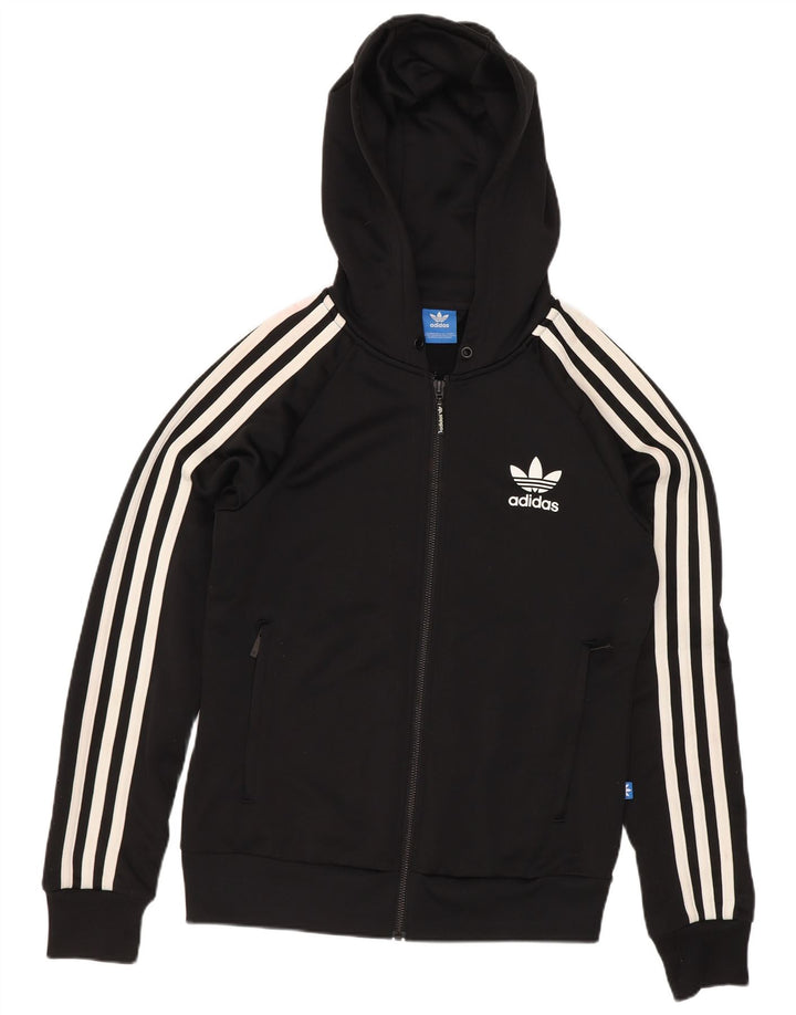 Adidas ženski pulover s kapuljačom s patentnim zatvaračem UK 8 mali crni poliester