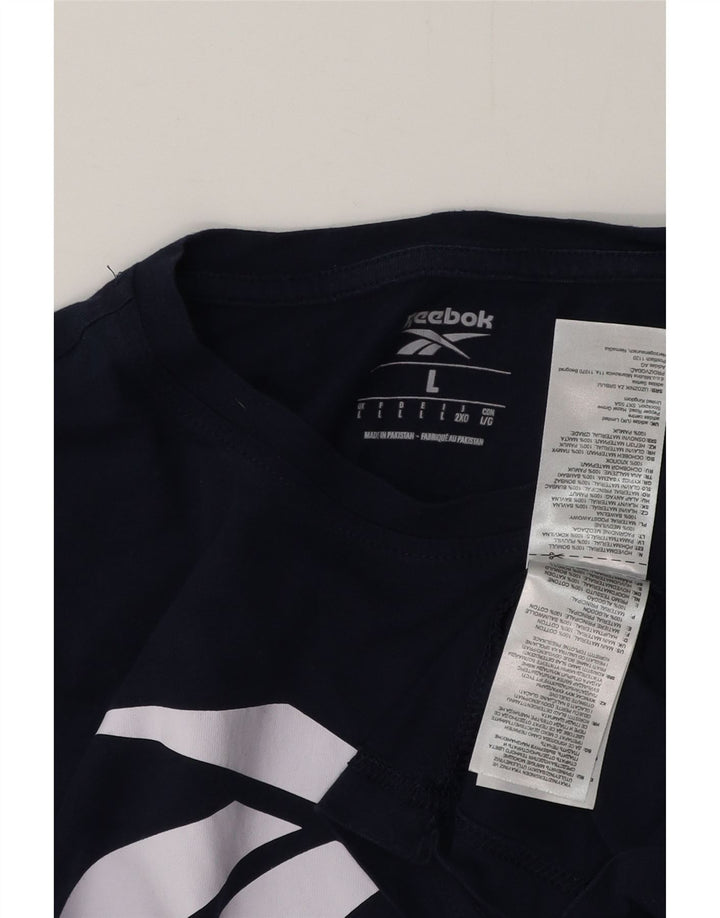 REEBOK Velika majica kratkih rukava s grafičkim motivima, tamnoplavi pamuk