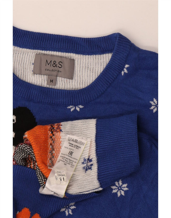 Marks & Spencer muški džemper s okruglim izrezom Srednje plavi zimski