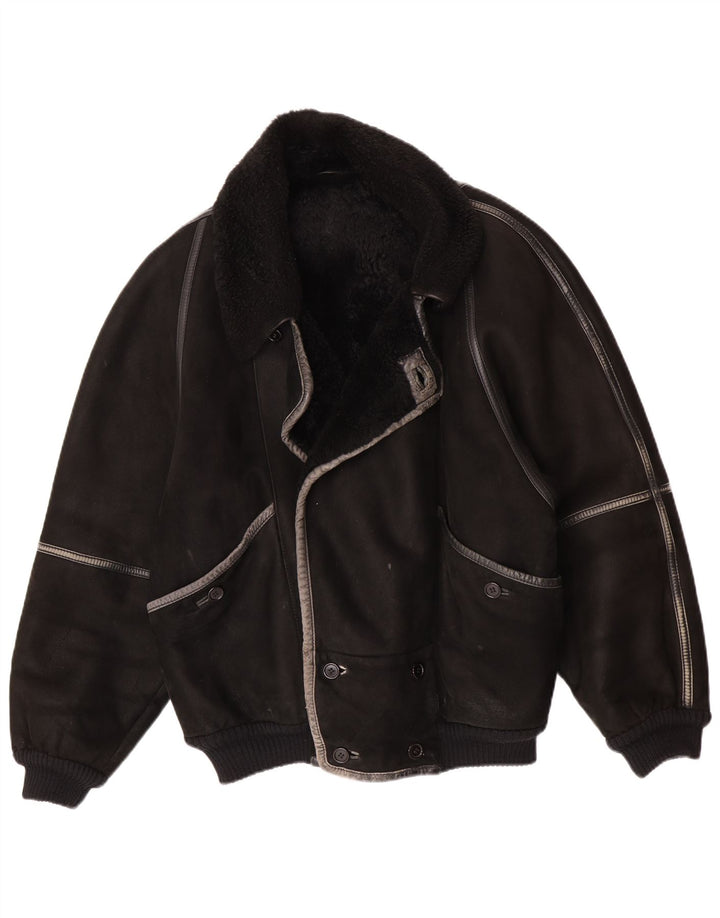 Vintage muška jakna s ovčicama IT 50 Large Black Shearling