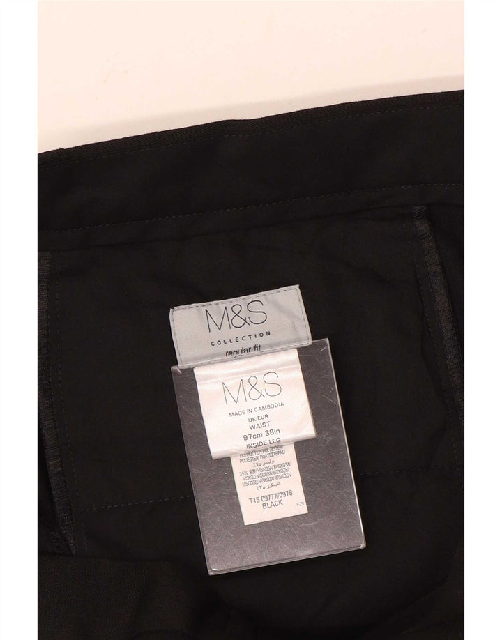 Marks & Spencer muške chino hlače regularnog kroja W38 L31 crni poliester