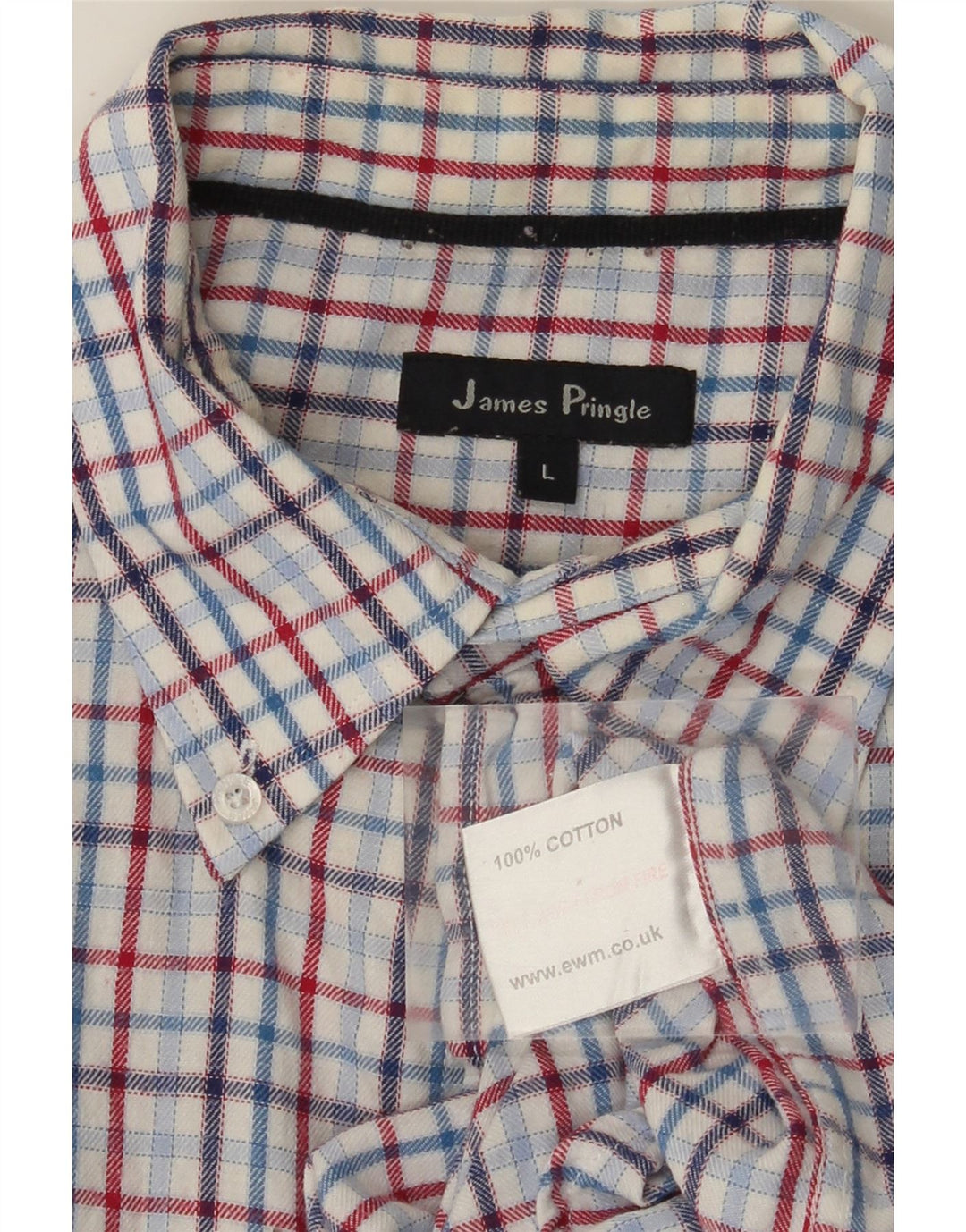 JAMES PRINGLE Muška flanelska košulja, veliki plavi karirani pamuk