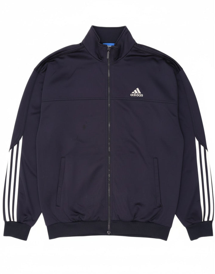 ADIDAS Mens Tracksuit Top Jacket UK 44/46 Large Navy Blue Polyester Vintage Adidas and Second-Hand Adidas from Messina Hembry 