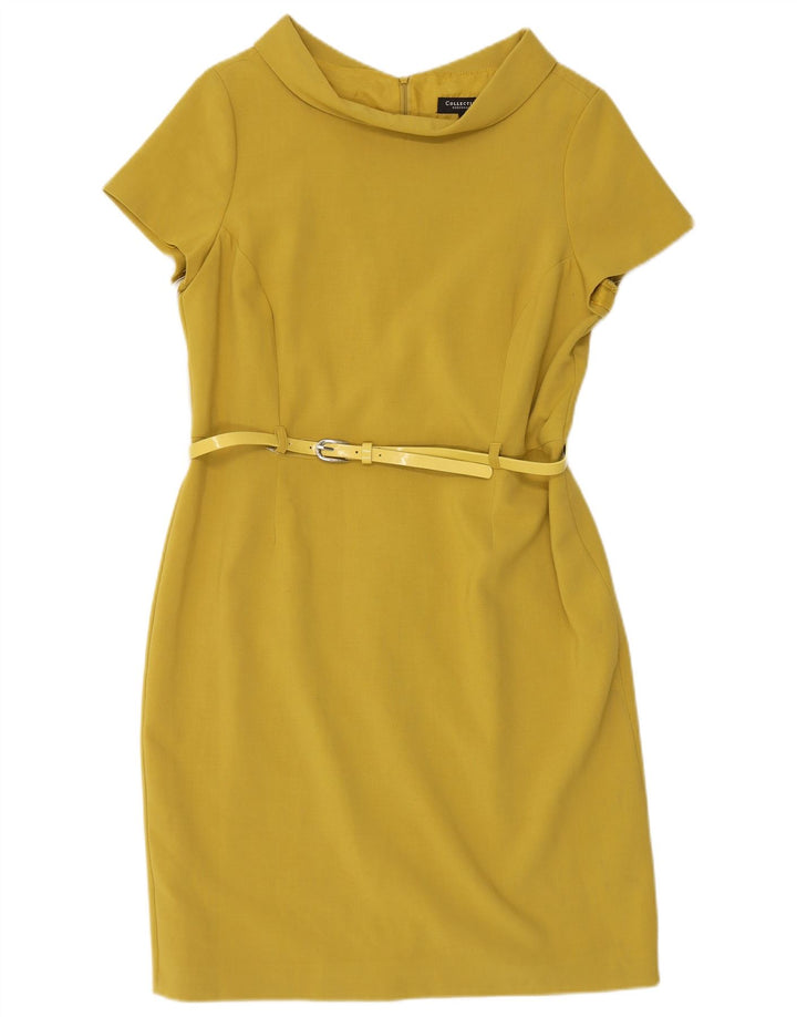 DEBENHAMS Womens Sheath Dress UK 16 Large  Yellow Polyester