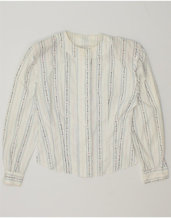 VINTAGE Ženska košulja bluza UK 12 Pamuk srednje bijele pruge