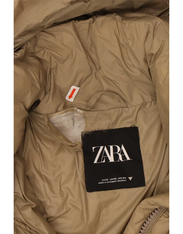Zara ženski preveliki podstavljeni kaput s kapuljačom UK 18 XL bež poliester