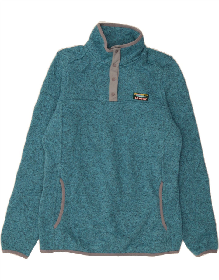 L.L.BEAN Womens Button Neck Sweatshirt Jumper UK 10 Small Blue Flecked Vintage L.L.Bean and Second-Hand L.L.Bean from Messina Hembry 
