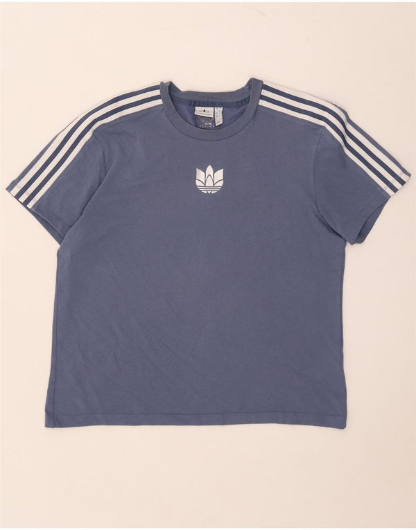 Adidas ženska majica kratkih rukava UK 12 srednje plavi pamuk
