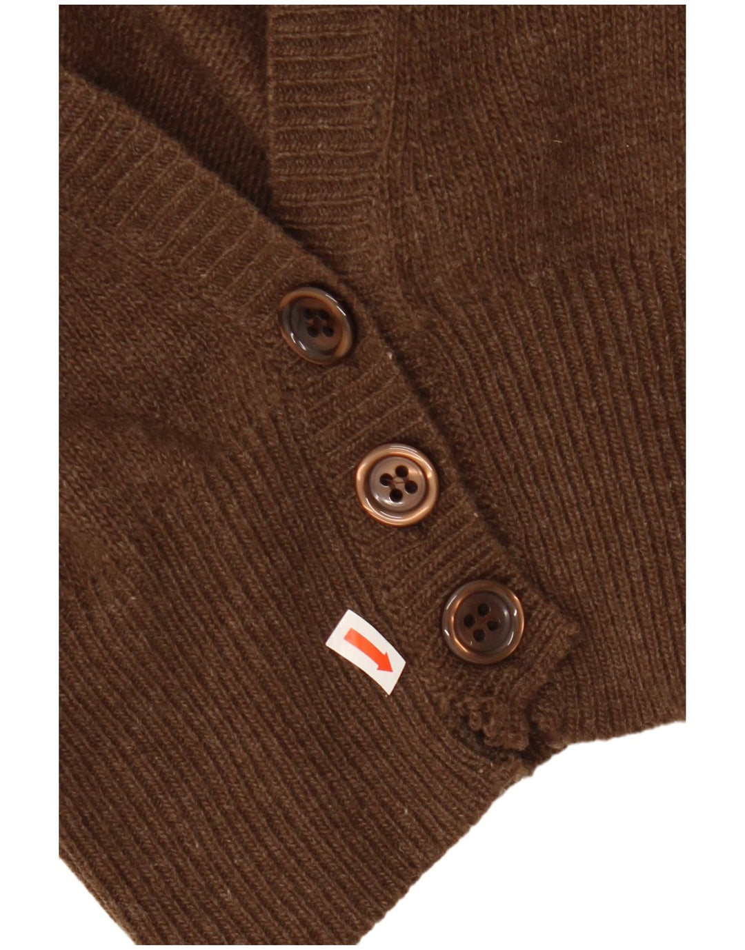 VINTAGE ženski kratki kardigan pulover UK 14 Srednje smeđa janjeća vuna