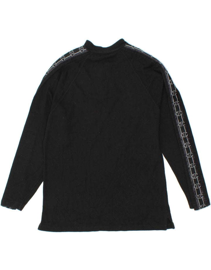 CHAMPION Mens Graphic Zip Neck Sweatshirt Jumper Small Black Vintage Champion and Second-Hand Champion from Messina Hembry 