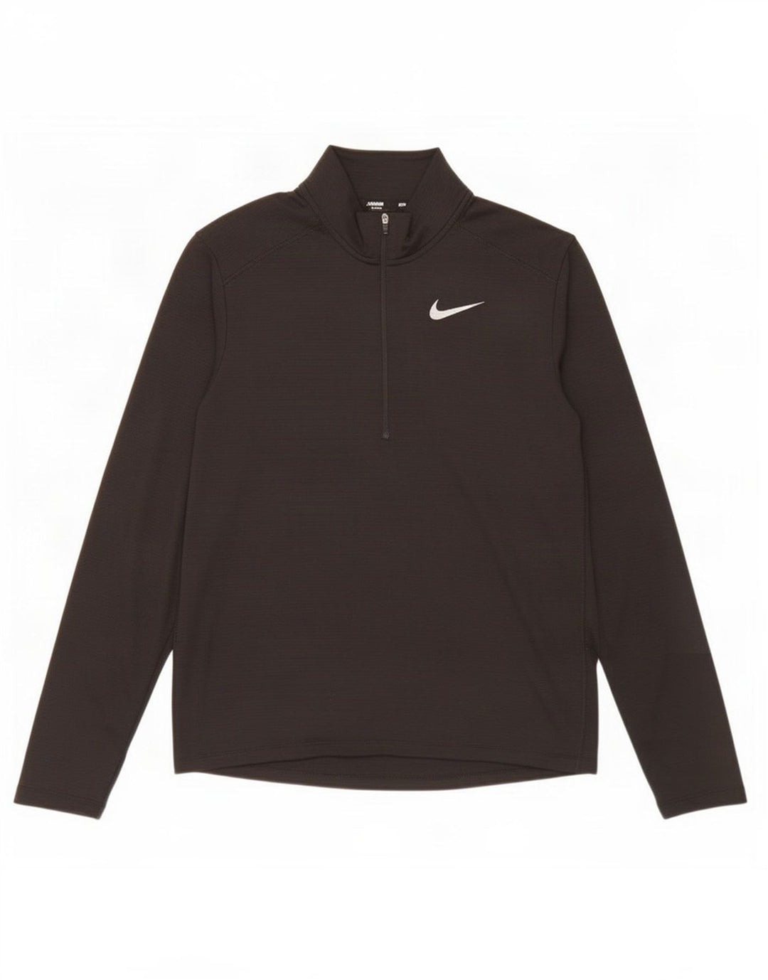 Nike Dri Fit majica s izrezom i dugim rukavima, srednji crni poliester