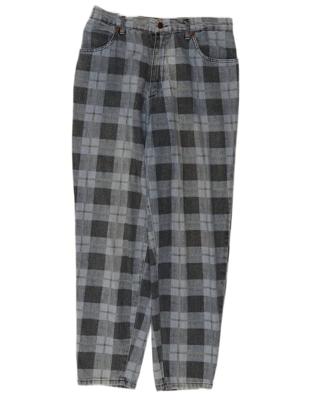 SPITFIRE Ženske sužene traperice W34 L27 plavi karirani pamuk