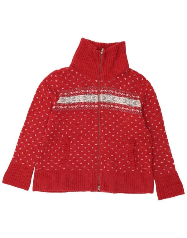 Eddie Bauer ženski kardigan pulover UK 18 XL Red Fair Isle pamuk