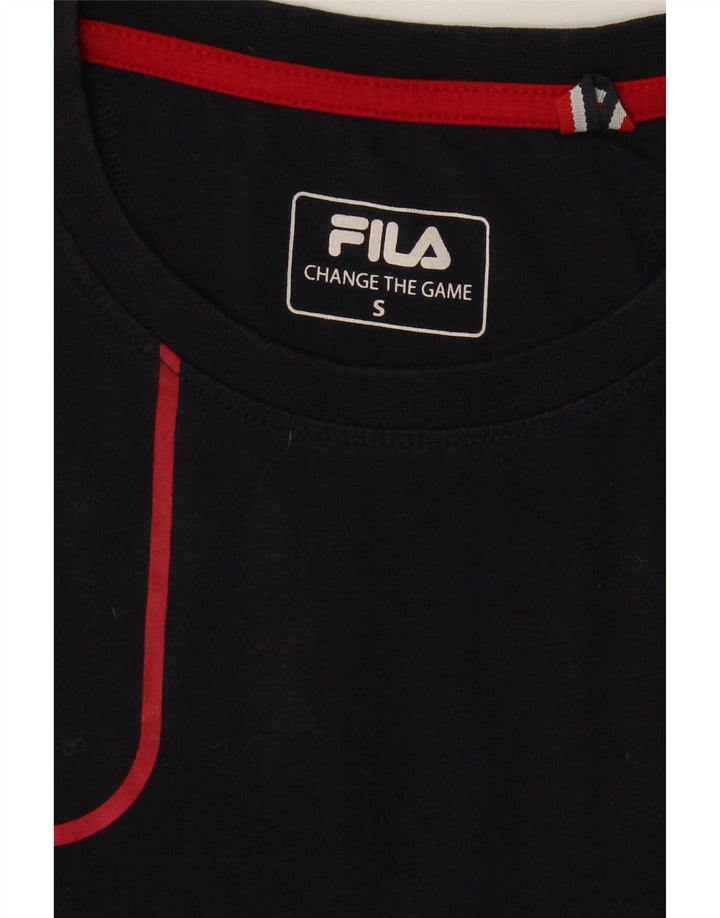FILA Mens Graphic T-Shirt Top Small Navy Blue Cotton Vintage Fila and Second-Hand Fila from Messina Hembry 