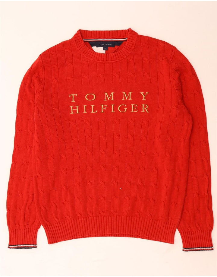 Tommy Hilfiger muški džemper s okruglim izrezom, veliki crveni poliester