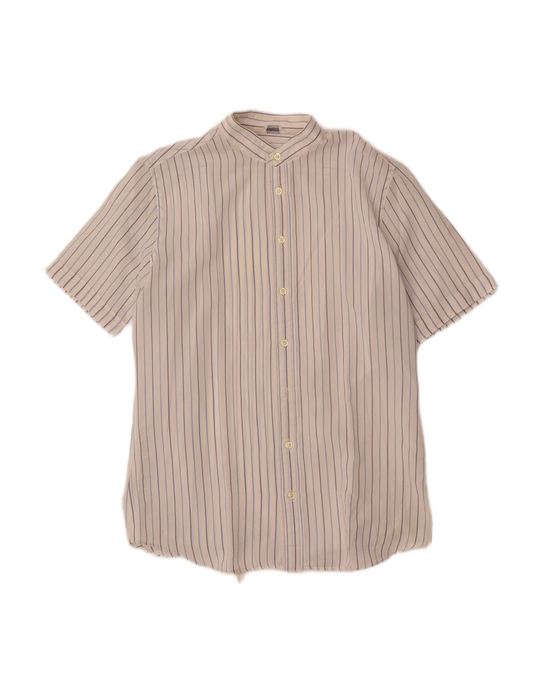 CALIPSO Mens Short Sleeve Shirt Size 39 15 1/2 Medium White Striped