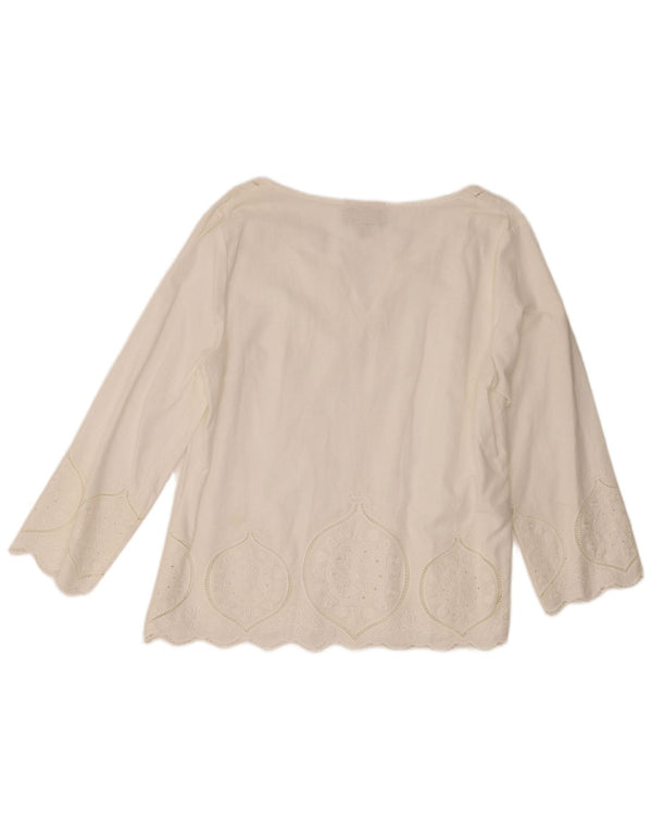 Laura Ashley Ženska majica s 3/4 rukavima UK 16 Large White Paisley lan