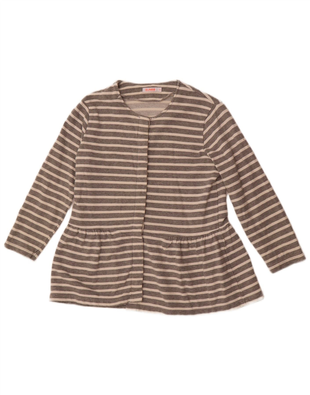 Sun68 Ženska košulja bluza UK 10 Mali pamuk na sive pruge