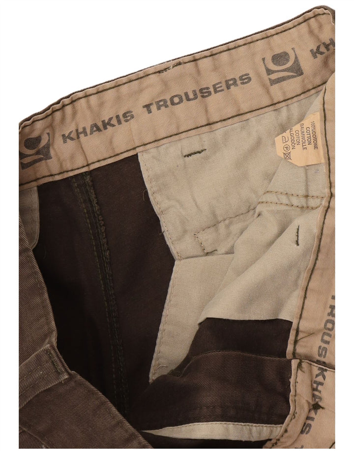 Vintage muške ravne kargo hlače W34 L30 Kaki pamuk